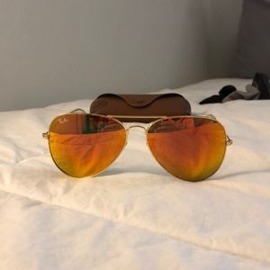 Ray-Ban aviators with red/orange lenses